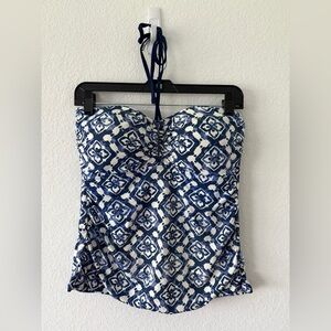 Lauren Ralph Lauren Blue and White Bikini Top